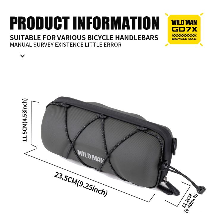 WILD MAN GD7X Mountain Bicycle EVA Hard Shell Handlebar Bag Quick Release Bracket, GD7X