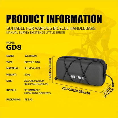 WILD MAN GD8 Mountain Bicycle EVA Hard Shell Handlebar Bag, GD8