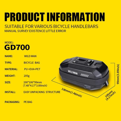 WILD MAN GD700 Mountain Bicycle EVA Hard Shell Bag Bike Seat Bag, GD700