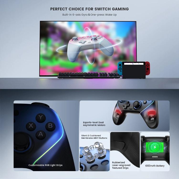 GameSir Super Nova T4 Nova Pro Tri-Mode Wireless Game Controller for PC / Steam / Switch / iOS / Android, T4 Nova Pro Blue, T4 Nova Pro Pink