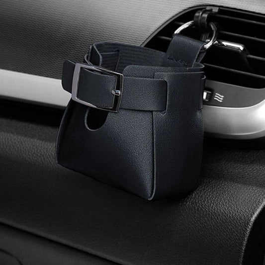 Sac de rangement en cuir PU à suspendre pour grille d'aération de voiture