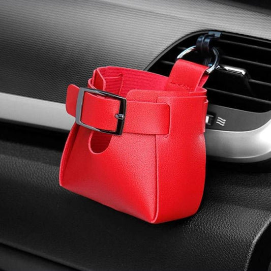 Sac de rangement en cuir PU à suspendre pour grille d'aération de voiture
