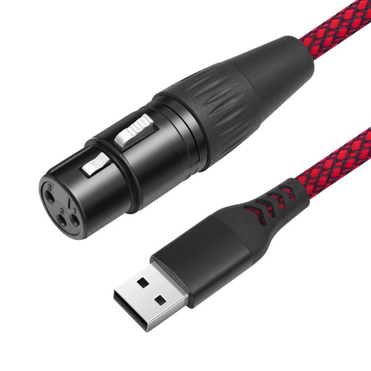 USB-A to XLR Female Audio Recording Cable for Dynamic Microphone, 1m, 2m, 3m