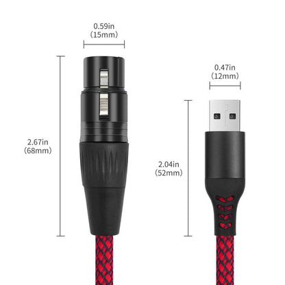 USB-A to XLR Female Audio Recording Cable for Dynamic Microphone, 1m, 2m, 3m
