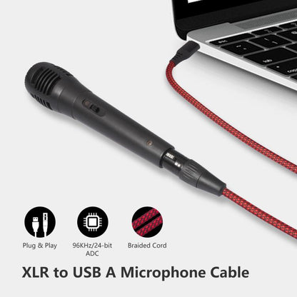 USB-A to XLR Female Audio Recording Cable for Dynamic Microphone, 1m, 2m, 3m