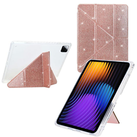 Y-Fold Clear Acrylic Glitter Smart Leather Tablet Case, For Xiaomi Pad 7 / 7 Pro