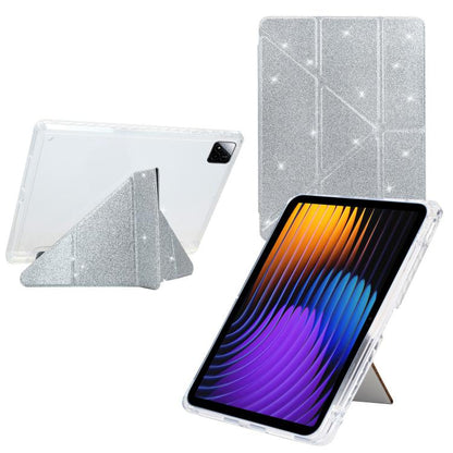 Y-Fold Clear Acrylic Glitter Smart Leather Tablet Case, For Xiaomi Pad 7 / 7 Pro