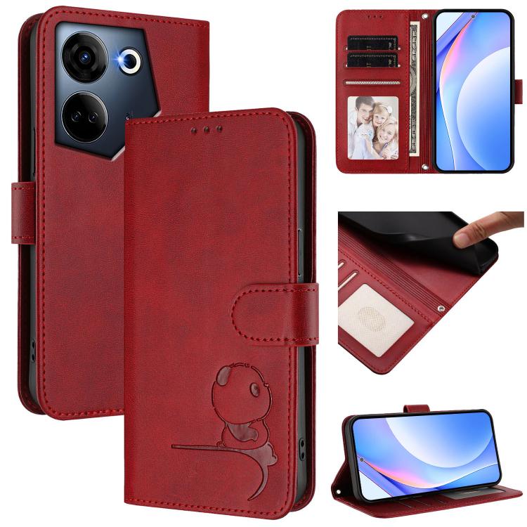 Litter Panda Embossing RFID Leather Phone Case with Lanyard, For Tecno Pop 6C / itel A18, For Tecno Spark 10 Pro Magic, For Tecno Pova 6 4G, For Tecno Pova 6 5G / Pova 6 Pro 5G, For Tecno Camon 30 Pro 5G, For Tecno Camon 30 Premier                     ...