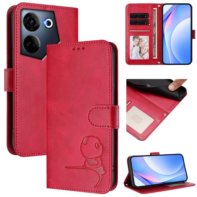 Litter Panda Embossing RFID Leather Phone Case with Lanyard, For Tecno Pop 6C / itel A18, For Tecno Spark 10 Pro Magic, For Tecno Pova 6 4G, For Tecno Pova 6 5G / Pova 6 Pro 5G, For Tecno Camon 30 Pro 5G, For Tecno Camon 30 Premier                     ...