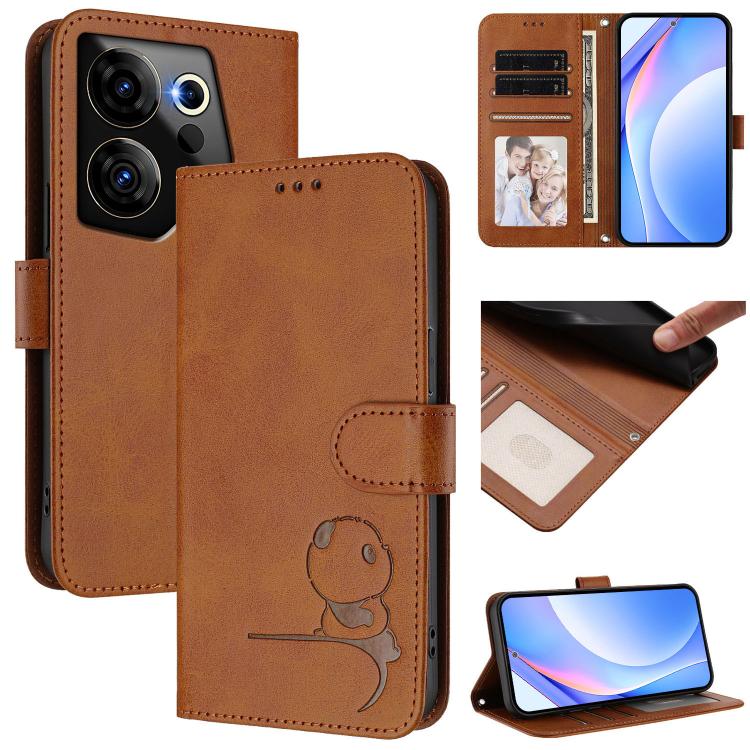 Litter Panda Embossing RFID Leather Phone Case with Lanyard, For Tecno Pop 6C / itel A18, For Tecno Spark 10 Pro Magic, For Tecno Pova 6 4G, For Tecno Pova 6 5G / Pova 6 Pro 5G, For Tecno Camon 30 Pro 5G, For Tecno Camon 30 Premier                     ...