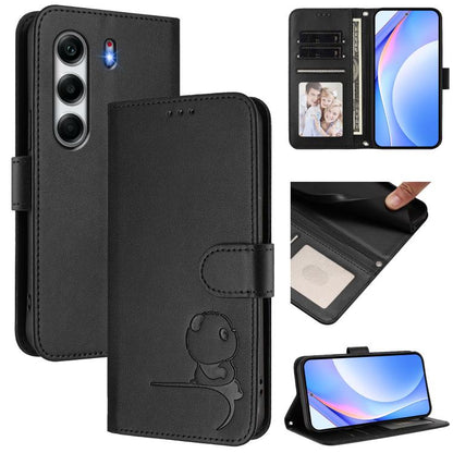 Litter Panda Embossing RFID Leather Phone Case with Lanyard, For Tecno Camon 50 Pro 4G, For Tecno Camon 50 4G, For Tecno Spark Slim 5G, For Tecno Spark Go 1 / Go 1S / Go 2025, For Tecno Camon 40 Pro 4G, For Tecno Camon 40 Premier, For Tecno Camon 40 4G...