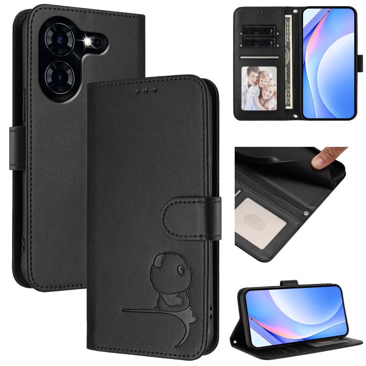 Litter Panda Embossing RFID Leather Phone Case with Lanyard, For Tecno Pop 6C / itel A18, For Tecno Spark 10 Pro Magic, For Tecno Pova 6 4G, For Tecno Pova 6 5G / Pova 6 Pro 5G, For Tecno Camon 30 Pro 5G, For Tecno Camon 30 Premier                     ...
