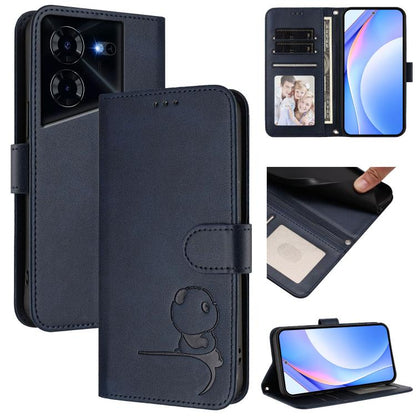 Litter Panda Embossing RFID Leather Phone Case with Lanyard, For Tecno Pop 6C / itel A18, For Tecno Spark 10 Pro Magic, For Tecno Pova 6 4G, For Tecno Pova 6 5G / Pova 6 Pro 5G, For Tecno Camon 30 Pro 5G, For Tecno Camon 30 Premier                     ...
