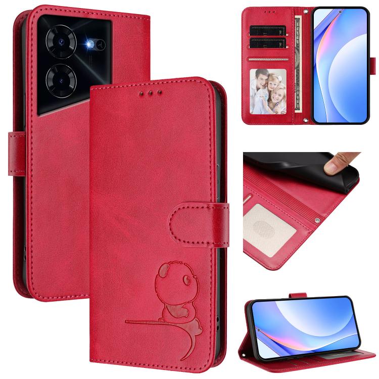 Litter Panda Embossing RFID Leather Phone Case with Lanyard, For Tecno Pop 6C / itel A18, For Tecno Spark 10 Pro Magic, For Tecno Pova 6 4G, For Tecno Pova 6 5G / Pova 6 Pro 5G, For Tecno Camon 30 Pro 5G, For Tecno Camon 30 Premier                     ...