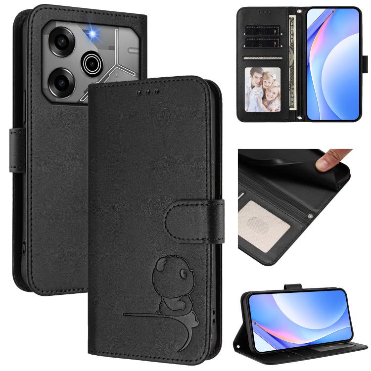 Litter Panda Embossing RFID Leather Phone Case with Lanyard, For Tecno Pop 6C / itel A18, For Tecno Spark 10 Pro Magic, For Tecno Pova 6 4G, For Tecno Pova 6 5G / Pova 6 Pro 5G, For Tecno Camon 30 Pro 5G, For Tecno Camon 30 Premier                     ...
