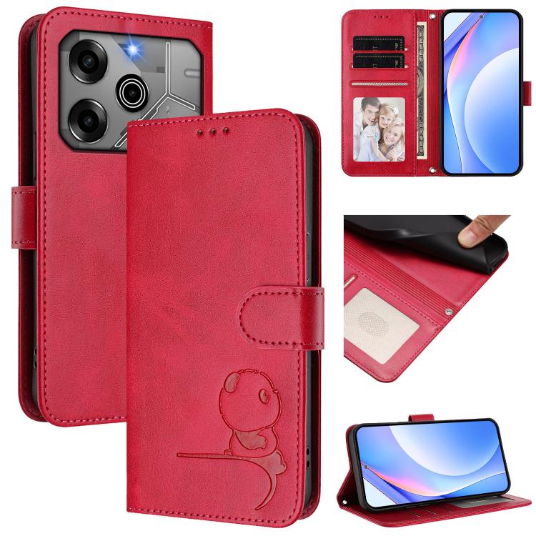 Litter Panda Embossing RFID Leather Phone Case with Lanyard, For Tecno Pop 6C / itel A18, For Tecno Spark 10 Pro Magic, For Tecno Pova 6 4G, For Tecno Pova 6 5G / Pova 6 Pro 5G, For Tecno Camon 30 Pro 5G, For Tecno Camon 30 Premier                     ...