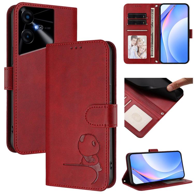 Litter Panda Embossing RFID Leather Phone Case with Lanyard, For Tecno Pop 6C / itel A18, For Tecno Spark 10 Pro Magic, For Tecno Pova 6 4G, For Tecno Pova 6 5G / Pova 6 Pro 5G, For Tecno Camon 30 Pro 5G, For Tecno Camon 30 Premier                     ...