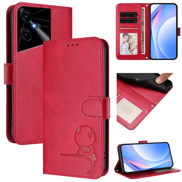 Litter Panda Embossing RFID Leather Phone Case with Lanyard, For Tecno Pop 6C / itel A18, For Tecno Spark 10 Pro Magic, For Tecno Pova 6 4G, For Tecno Pova 6 5G / Pova 6 Pro 5G, For Tecno Camon 30 Pro 5G, For Tecno Camon 30 Premier                     ...