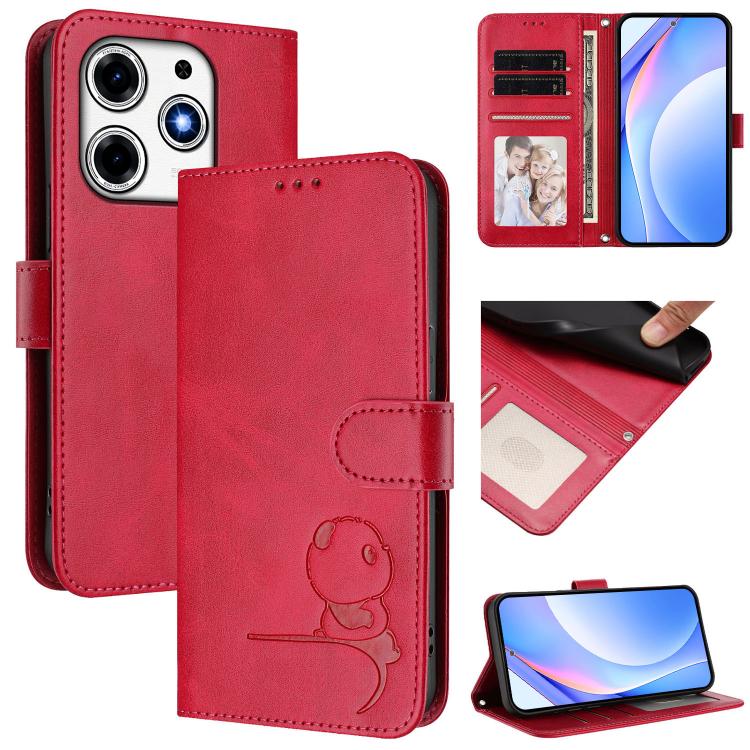 Litter Panda Embossing RFID Leather Phone Case with Lanyard, For Tecno Pop 6C / itel A18, For Tecno Spark 10 Pro Magic, For Tecno Pova 6 4G, For Tecno Pova 6 5G / Pova 6 Pro 5G, For Tecno Camon 30 Pro 5G, For Tecno Camon 30 Premier                     ...