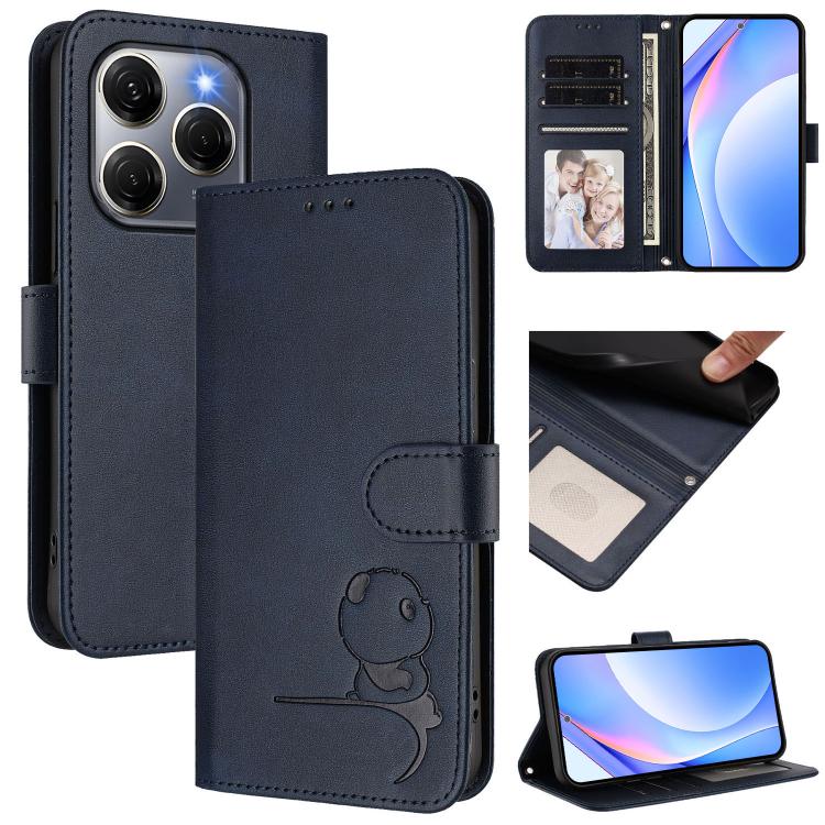 Litter Panda Embossing RFID Leather Phone Case with Lanyard, For Tecno Camon 50 Pro 4G, For Tecno Camon 50 4G, For Tecno Spark Slim 5G, For Tecno Spark Go 1 / Go 1S / Go 2025, For Tecno Camon 40 Pro 4G, For Tecno Camon 40 Premier, For Tecno Camon 40 4G...