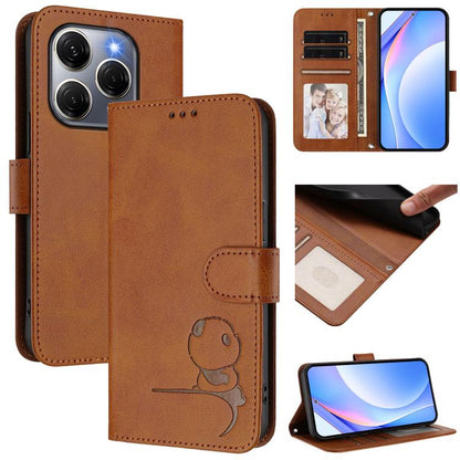 Litter Panda Embossing RFID Leather Phone Case with Lanyard, For Tecno Camon 50 Pro 4G, For Tecno Camon 50 4G, For Tecno Spark Slim 5G, For Tecno Spark Go 1 / Go 1S / Go 2025, For Tecno Camon 40 Pro 4G, For Tecno Camon 40 Premier, For Tecno Camon 40 4G...