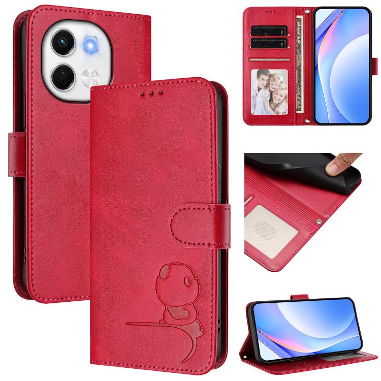 Litter Panda Embossing RFID Leather Phone Case with Lanyard, For Tecno Camon 50 Pro 4G, For Tecno Camon 50 4G, For Tecno Spark Slim 5G, For Tecno Spark Go 1 / Go 1S / Go 2025, For Tecno Camon 40 Pro 4G, For Tecno Camon 40 Premier, For Tecno Camon 40 4G...