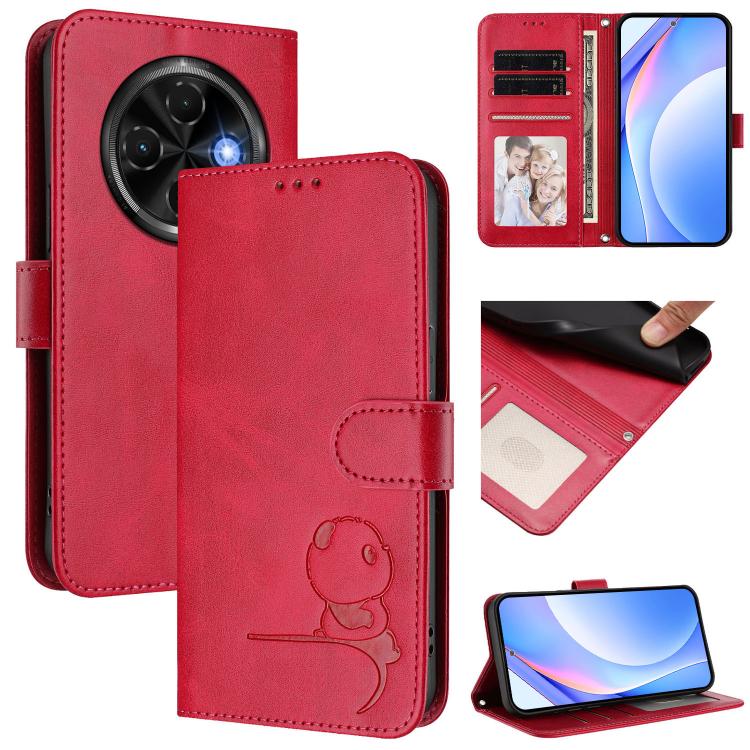 Litter Panda Embossing RFID Leather Phone Case with Lanyard, For Tecno Camon 50 Pro 4G, For Tecno Camon 50 4G, For Tecno Spark Slim 5G, For Tecno Spark Go 1 / Go 1S / Go 2025, For Tecno Camon 40 Pro 4G, For Tecno Camon 40 Premier, For Tecno Camon 40 4G...