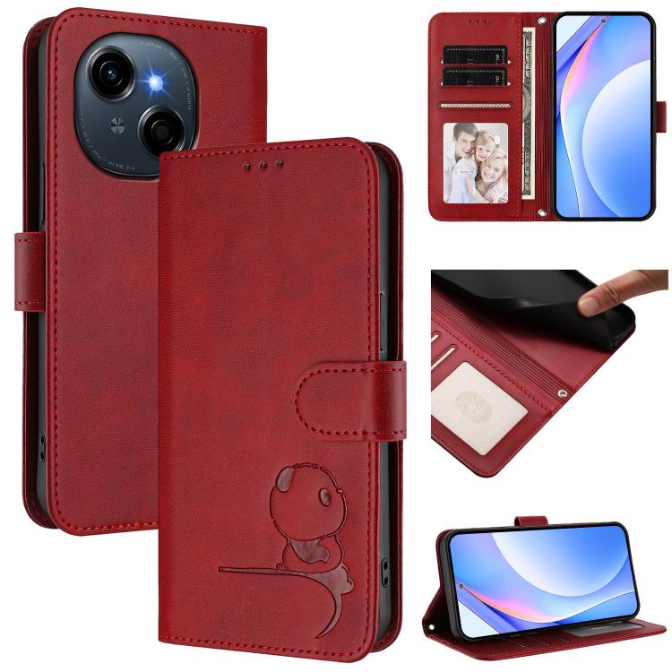 Litter Panda Embossing RFID Leather Phone Case with Lanyard, For Tecno Camon 50 Pro 4G, For Tecno Camon 50 4G, For Tecno Spark Slim 5G, For Tecno Spark Go 1 / Go 1S / Go 2025, For Tecno Camon 40 Pro 4G, For Tecno Camon 40 Premier, For Tecno Camon 40 4G...