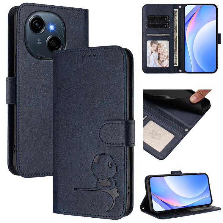 Litter Panda Embossing RFID Leather Phone Case with Lanyard, For Tecno Camon 50 Pro 4G, For Tecno Camon 50 4G, For Tecno Spark Slim 5G, For Tecno Spark Go 1 / Go 1S / Go 2025, For Tecno Camon 40 Pro 4G, For Tecno Camon 40 Premier, For Tecno Camon 40 4G...