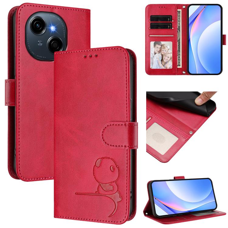Litter Panda Embossing RFID Leather Phone Case with Lanyard, For Tecno Camon 50 Pro 4G, For Tecno Camon 50 4G, For Tecno Spark Slim 5G, For Tecno Spark Go 1 / Go 1S / Go 2025, For Tecno Camon 40 Pro 4G, For Tecno Camon 40 Premier, For Tecno Camon 40 4G...