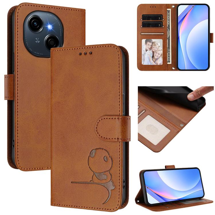 Litter Panda Embossing RFID Leather Phone Case with Lanyard, For Tecno Camon 50 Pro 4G, For Tecno Camon 50 4G, For Tecno Spark Slim 5G, For Tecno Spark Go 1 / Go 1S / Go 2025, For Tecno Camon 40 Pro 4G, For Tecno Camon 40 Premier, For Tecno Camon 40 4G...