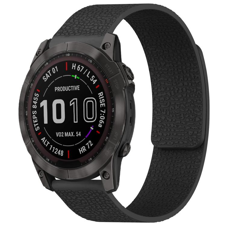 xDfind Litchi Texture Magnetic Silicone Watch Band, For Garmin Fenix 8/7X/6X/5X 26mm, For Garmin Fenix 8/7/6/5 22mm, For Garmin Fenix 8/7S/6S/5S 20mm, For Garmin Forerunner 45 / 45S / Swim 2 18mm, For Garmin Forerunner 35/30/35J 20mm