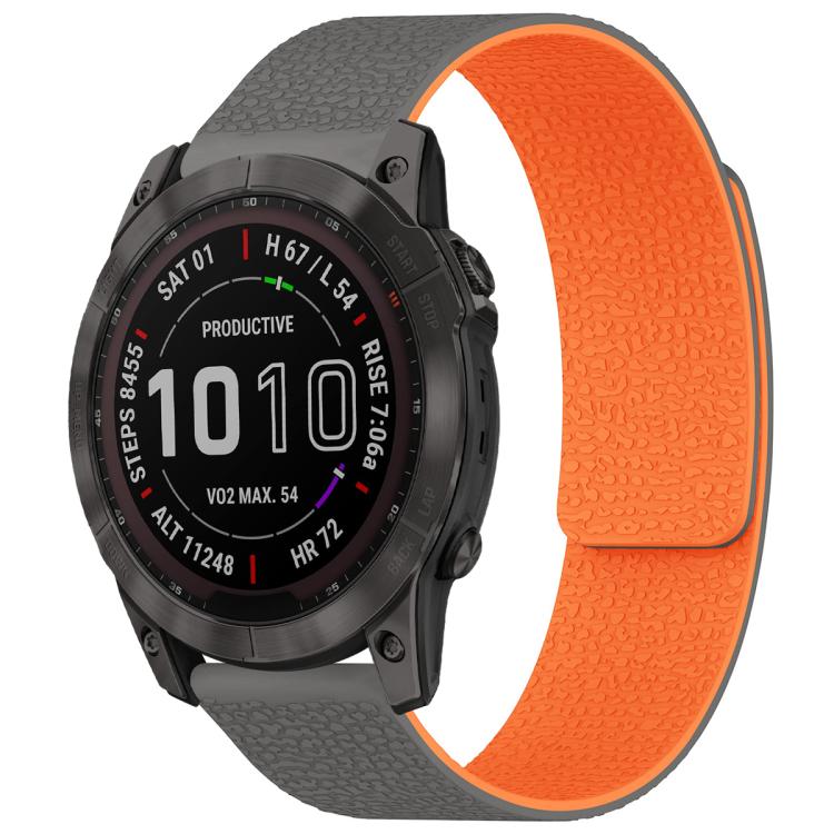xDfind Litchi Texture Magnetic Silicone Watch Band, For Garmin Fenix 8/7X/6X/5X 26mm, For Garmin Fenix 8/7/6/5 22mm, For Garmin Fenix 8/7S/6S/5S 20mm, For Garmin Forerunner 45 / 45S / Swim 2 18mm, For Garmin Forerunner 35/30/35J 20mm