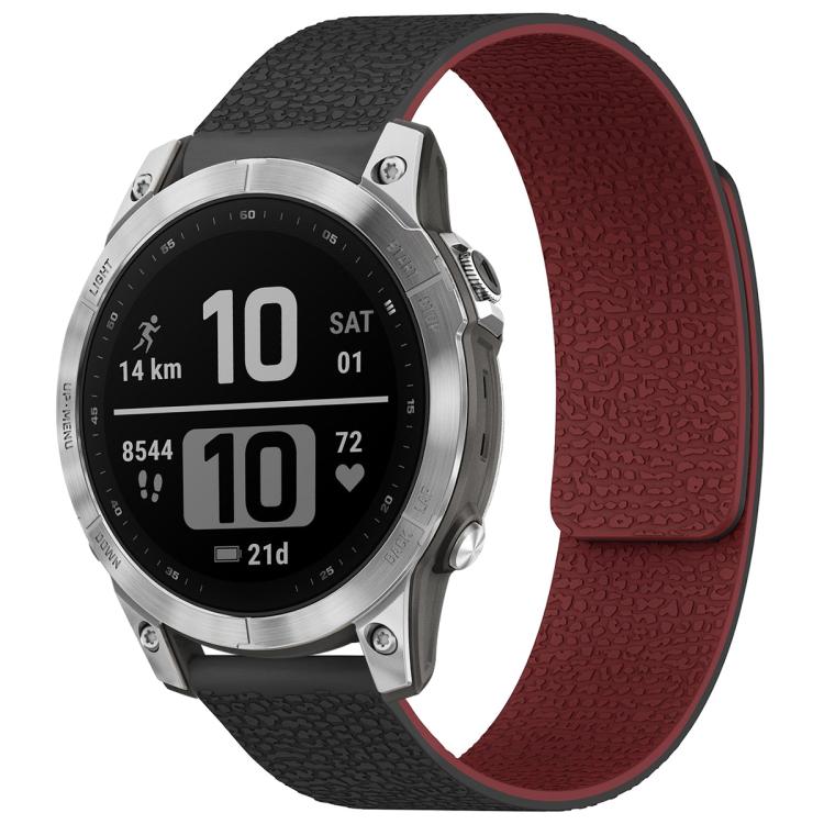 xDfind Litchi Texture Magnetic Silicone Watch Band, For Garmin Fenix 8/7X/6X/5X 26mm, For Garmin Fenix 8/7/6/5 22mm, For Garmin Fenix 8/7S/6S/5S 20mm, For Garmin Forerunner 45 / 45S / Swim 2 18mm, For Garmin Forerunner 35/30/35J 20mm