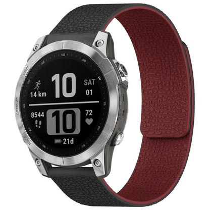 xDfind Litchi Texture Magnetic Silicone Watch Band, For Garmin Fenix 8/7X/6X/5X 26mm, For Garmin Fenix 8/7/6/5 22mm, For Garmin Fenix 8/7S/6S/5S 20mm, For Garmin Forerunner 45 / 45S / Swim 2 18mm, For Garmin Forerunner 35/30/35J 20mm