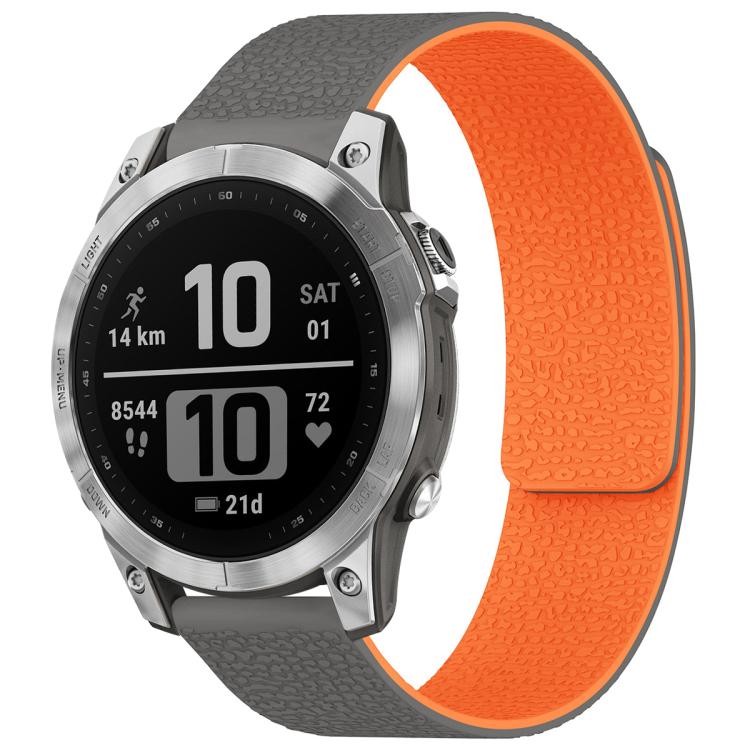 xDfind Litchi Texture Magnetic Silicone Watch Band, For Garmin Fenix 8/7X/6X/5X 26mm, For Garmin Fenix 8/7/6/5 22mm, For Garmin Fenix 8/7S/6S/5S 20mm, For Garmin Forerunner 45 / 45S / Swim 2 18mm, For Garmin Forerunner 35/30/35J 20mm