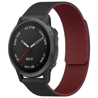xDfind Litchi Texture Magnetic Silicone Watch Band, For Garmin Fenix 8/7X/6X/5X 26mm, For Garmin Fenix 8/7/6/5 22mm, For Garmin Fenix 8/7S/6S/5S 20mm, For Garmin Forerunner 45 / 45S / Swim 2 18mm, For Garmin Forerunner 35/30/35J 20mm