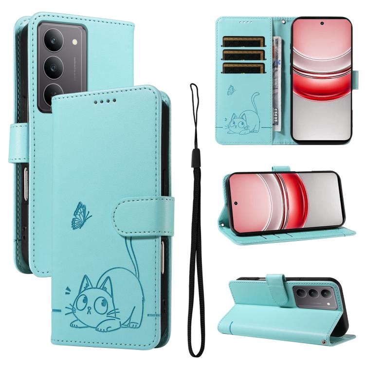Adorable Cat Embossed Pattern Flip Leather Phone Case, For Realme C85 5G / 15X 5G India, For Realme C85 Pro 4G, For Realme 15T 5G, For Realme C71 4G India, For Realme 15 5G, For Realme 14x 5G Global