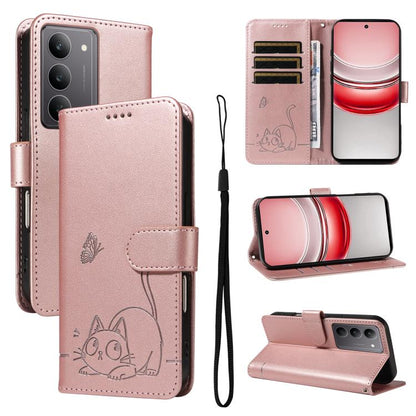 Adorable Cat Embossed Pattern Flip Leather Phone Case, For Realme C85 5G / 15X 5G India, For Realme C85 Pro 4G, For Realme 15T 5G, For Realme C71 4G India, For Realme 15 5G, For Realme 14x 5G Global