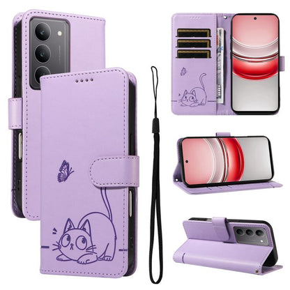 Adorable Cat Embossed Pattern Flip Leather Phone Case, For Realme C85 5G / 15X 5G India, For Realme C85 Pro 4G, For Realme 15T 5G, For Realme C71 4G India, For Realme 15 5G, For Realme 14x 5G Global