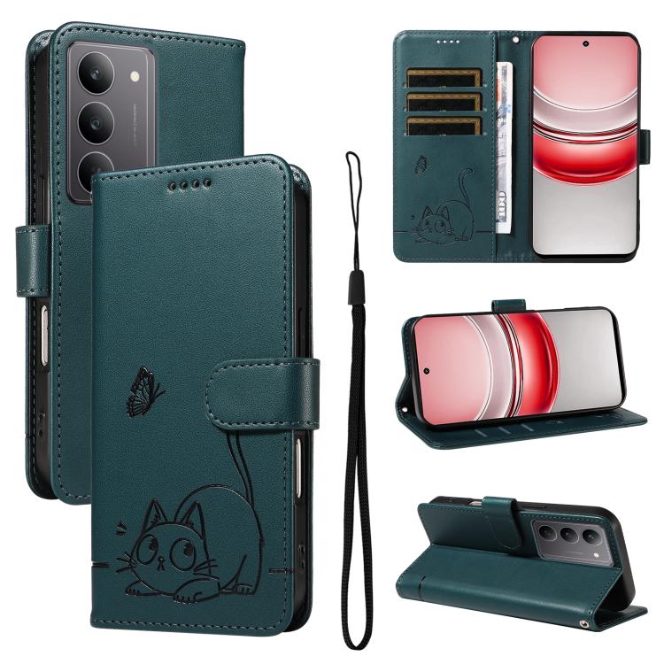 Adorable Cat Embossed Pattern Flip Leather Phone Case, For Realme C85 5G / 15X 5G India, For Realme C85 Pro 4G, For Realme 15T 5G, For Realme C71 4G India, For Realme 15 5G, For Realme 14x 5G Global