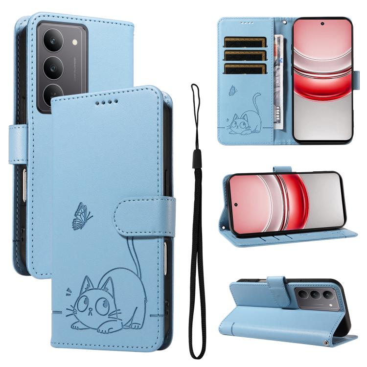 Adorable Cat Embossed Pattern Flip Leather Phone Case, For Realme C85 5G / 15X 5G India, For Realme C85 Pro 4G, For Realme 15T 5G, For Realme C71 4G India, For Realme 15 5G, For Realme 14x 5G Global