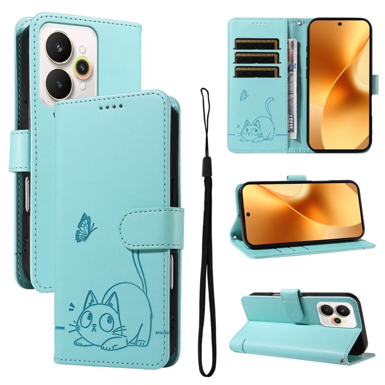 Adorable Cat Embossed Pattern Flip Leather Phone Case, For Realme C85 5G / 15X 5G India, For Realme C85 Pro 4G, For Realme 15T 5G, For Realme C71 4G India, For Realme 15 5G, For Realme 14x 5G Global