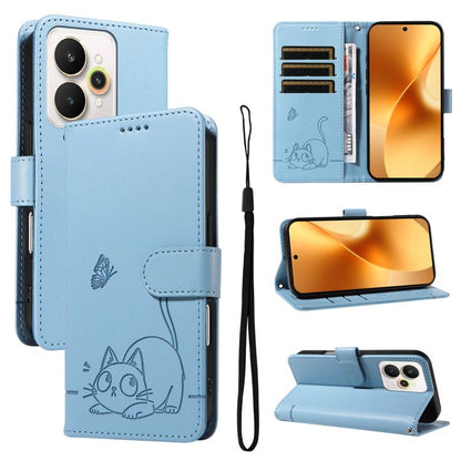 Adorable Cat Embossed Pattern Flip Leather Phone Case, For Realme C85 5G / 15X 5G India, For Realme C85 Pro 4G, For Realme 15T 5G, For Realme C71 4G India, For Realme 15 5G, For Realme 14x 5G Global