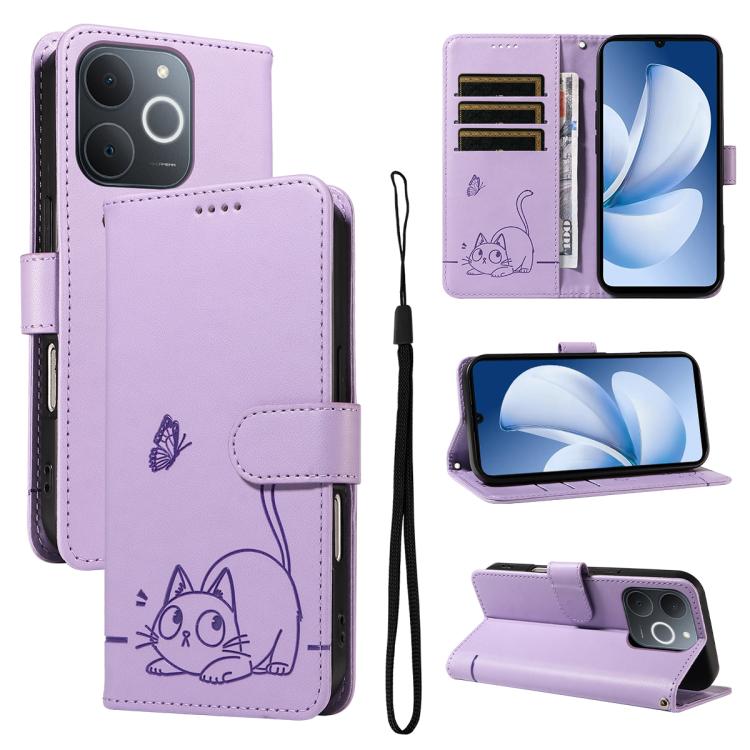 Adorable Cat Embossed Pattern Flip Leather Phone Case, For Realme C85 5G / 15X 5G India, For Realme C85 Pro 4G, For Realme 15T 5G, For Realme C71 4G India, For Realme 15 5G, For Realme 14x 5G Global