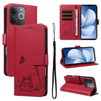 Adorable Cat Embossed Pattern Flip Leather Phone Case, For Realme C85 5G / 15X 5G India, For Realme C85 Pro 4G, For Realme 15T 5G, For Realme C71 4G India, For Realme 15 5G, For Realme 14x 5G Global