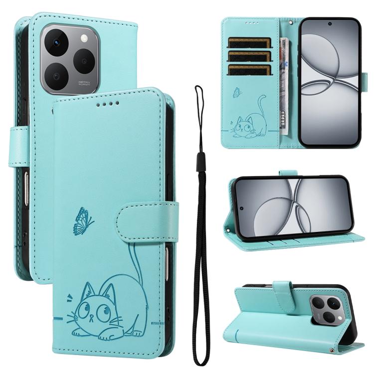 Adorable Cat Embossed Pattern Flip Leather Phone Case, For Realme C85 5G / 15X 5G India, For Realme C85 Pro 4G, For Realme 15T 5G, For Realme C71 4G India, For Realme 15 5G, For Realme 14x 5G Global