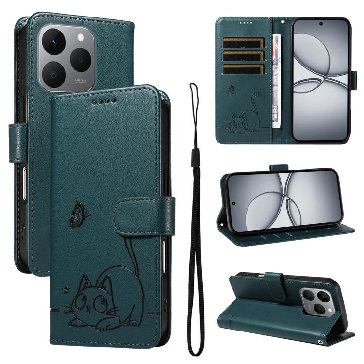 Adorable Cat Embossed Pattern Flip Leather Phone Case, For Realme C85 5G / 15X 5G India, For Realme C85 Pro 4G, For Realme 15T 5G, For Realme C71 4G India, For Realme 15 5G, For Realme 14x 5G Global