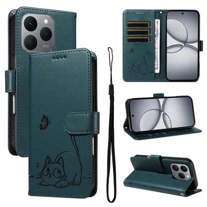 Adorable Cat Embossed Pattern Flip Leather Phone Case, For Realme C85 5G / 15X 5G India, For Realme C85 Pro 4G, For Realme 15T 5G, For Realme C71 4G India, For Realme 15 5G, For Realme 14x 5G Global