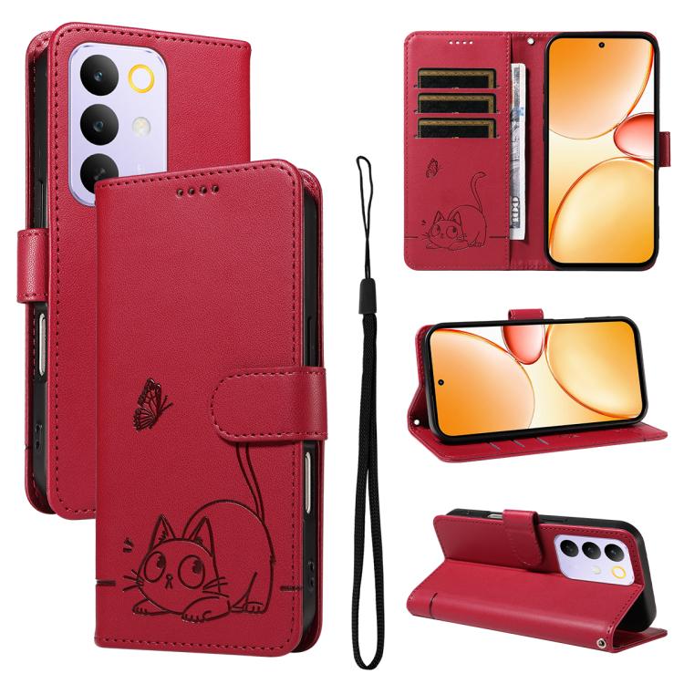 Adorable Cat Embossed Pattern Flip Leather Phone Case, For Realme C85 5G / 15X 5G India, For Realme C85 Pro 4G, For Realme 15T 5G, For Realme C71 4G India, For Realme 15 5G, For Realme 14x 5G Global